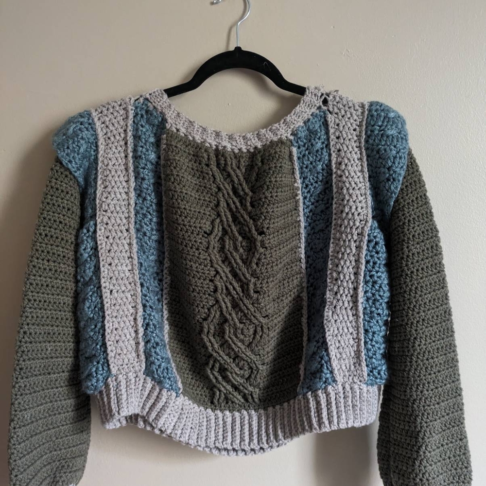 Handmade Cozy Multicolor Crocheted Sweater